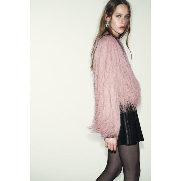 ZARA FRINGED BOMBER JACKET - Picture 5 of 9